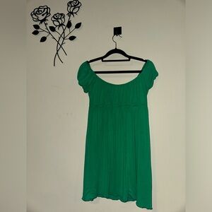 Tamara Zovich Long Tunic Scoop Neck Off the Shoulder Green Size Small